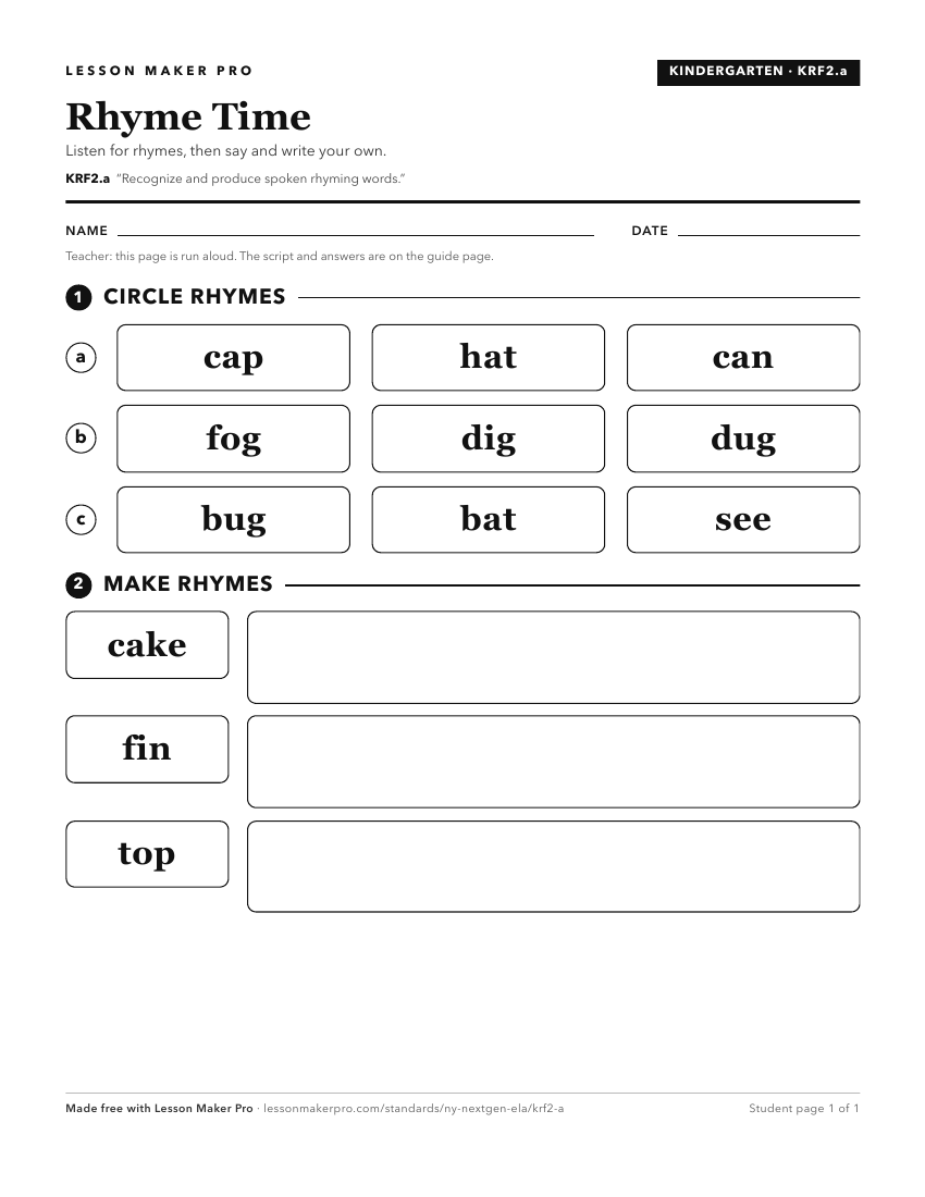 Preview of the KRF2.a printable worksheet