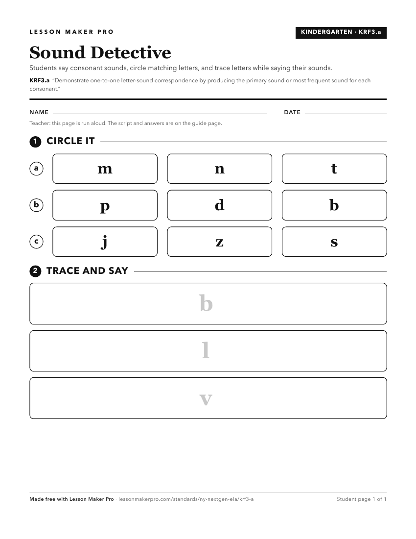 Preview of the KRF3.a printable worksheet