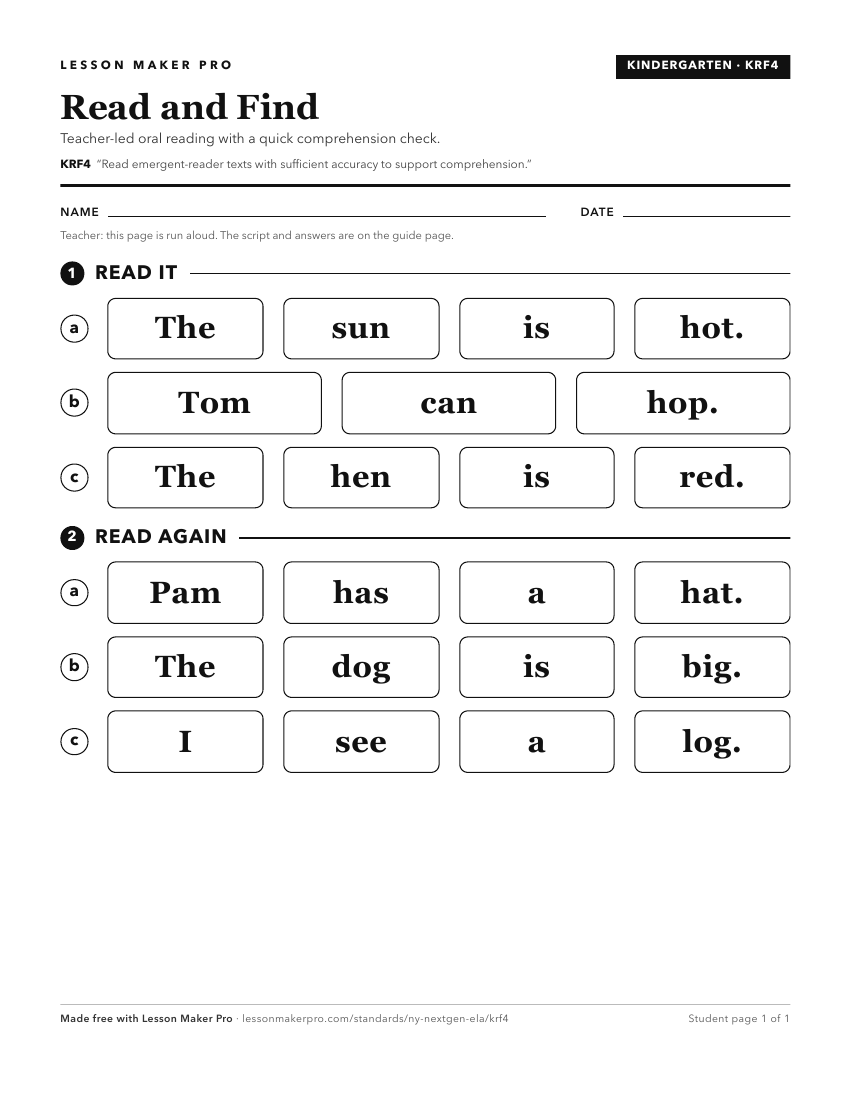 Preview of the KRF4 printable worksheet