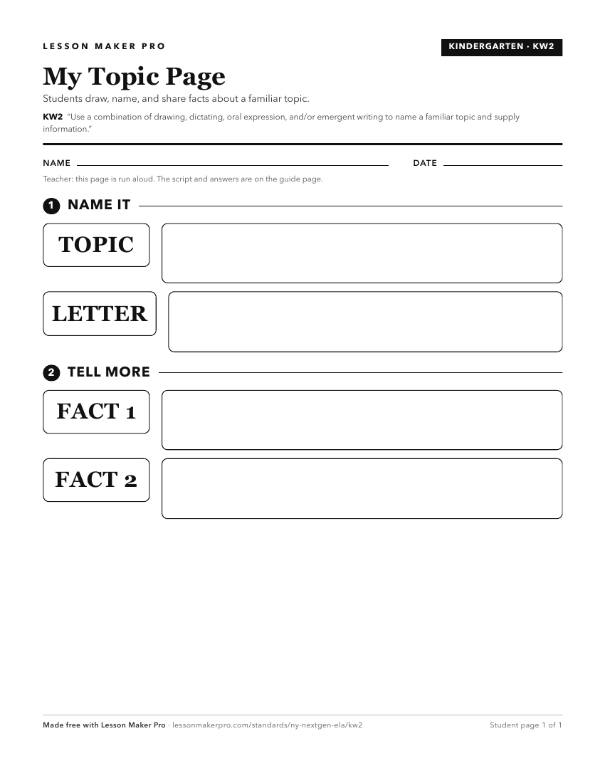 Preview of the KW2 printable worksheet