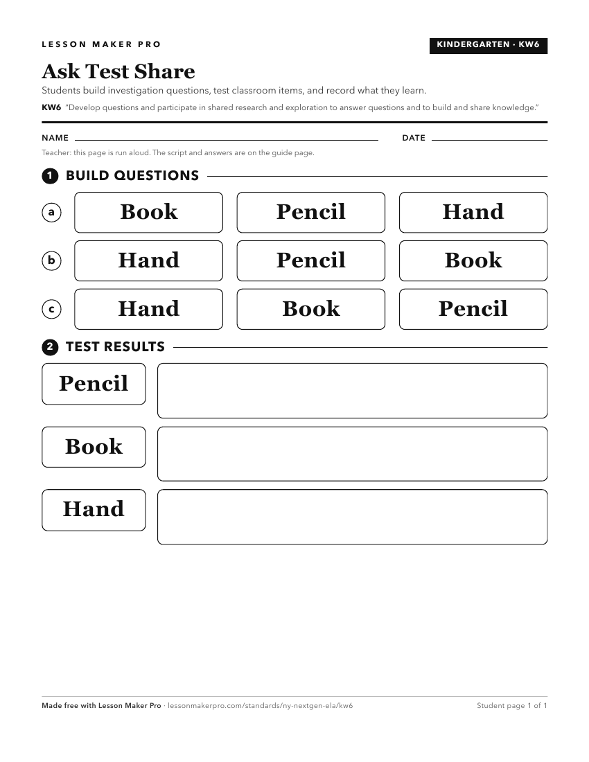 Preview of the KW6 printable worksheet