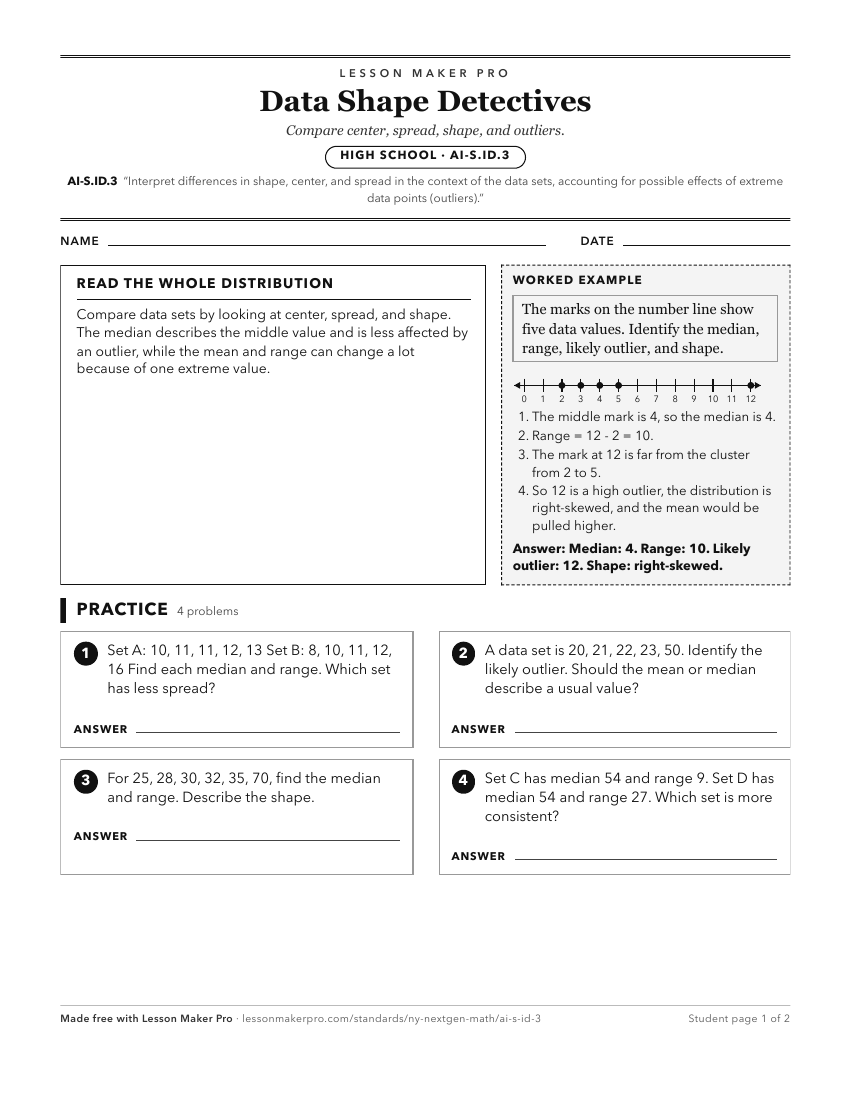 Preview of the AI-S.ID.3 printable worksheet