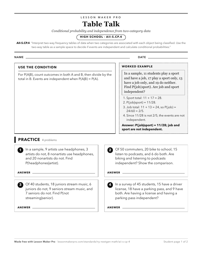 Preview of the AII-S.CP.4 printable worksheet