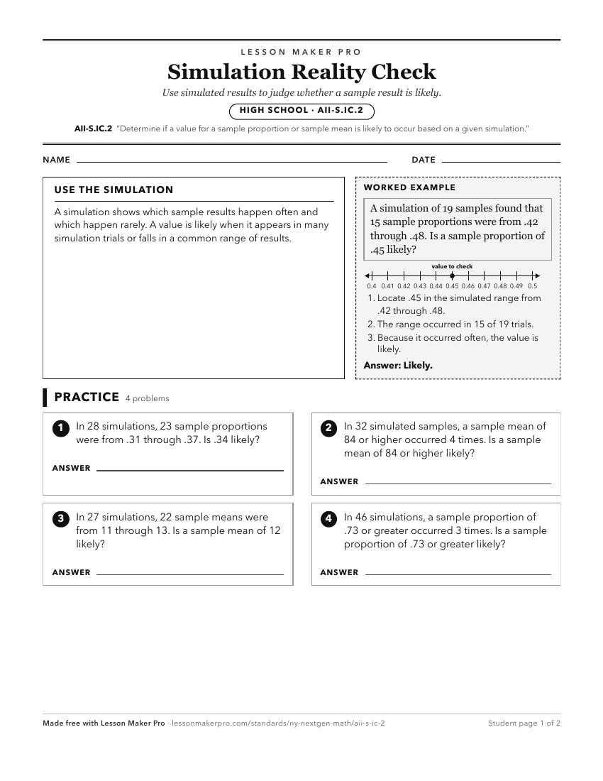 Preview of the AII-S.IC.2 printable worksheet