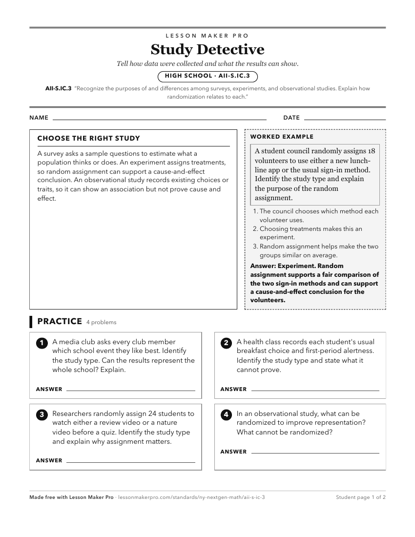 Preview of the AII-S.IC.3 printable worksheet