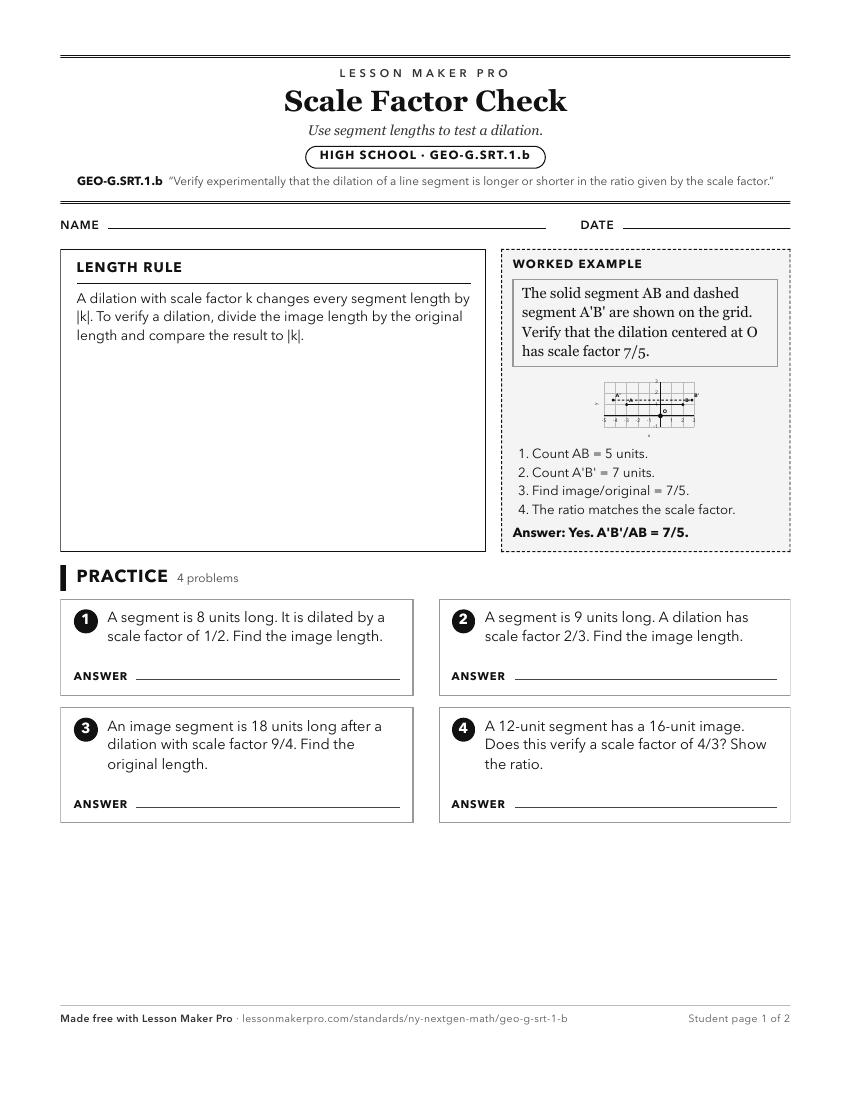 Preview of the GEO-G.SRT.1.b printable worksheet