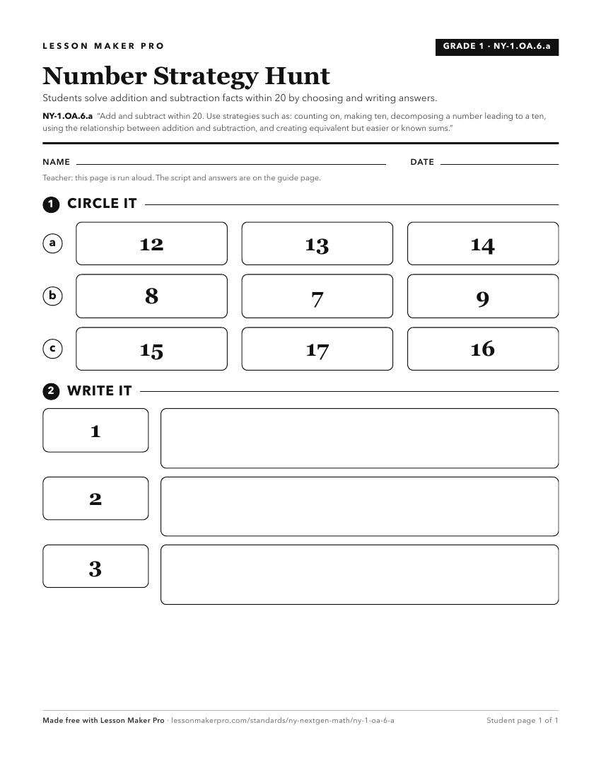 Preview of the NY-1.OA.6.a printable worksheet