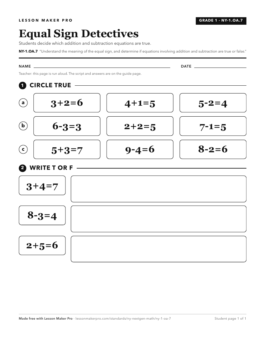 Preview of the NY-1.OA.7 printable worksheet