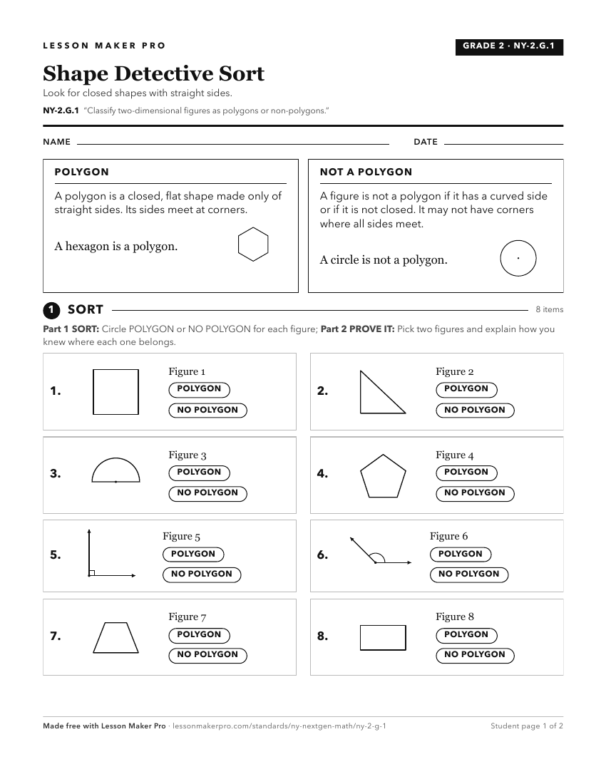 Preview of the NY-2.G.1 printable worksheet
