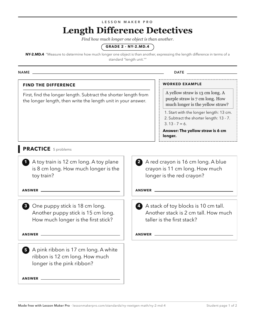 Preview of the NY-2.MD.4 printable worksheet