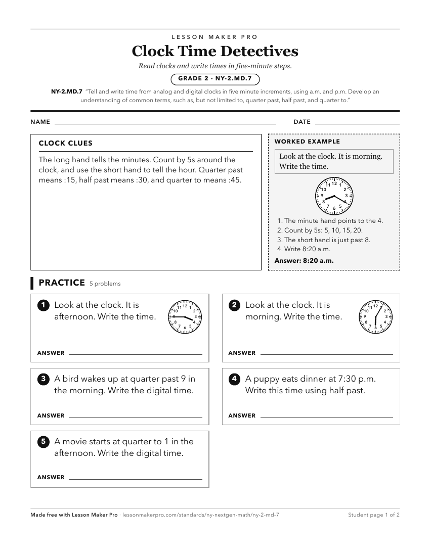 Preview of the NY-2.MD.7 printable worksheet