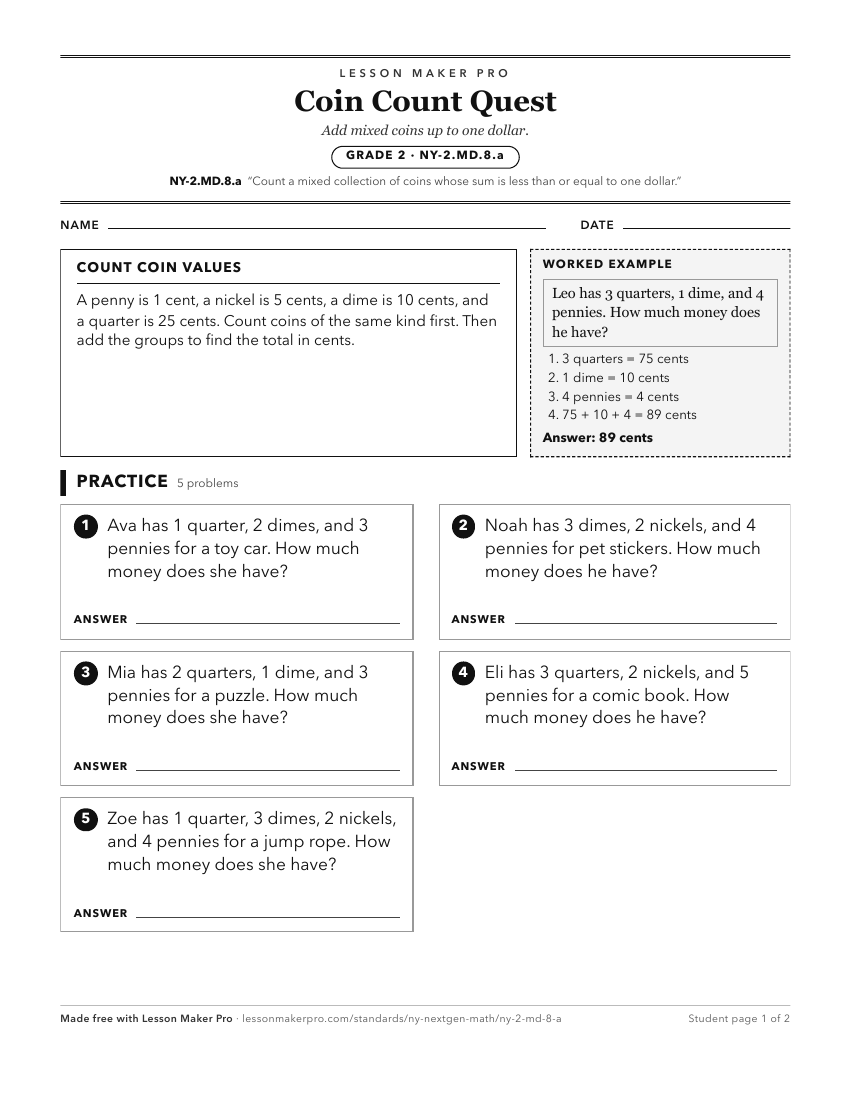 Preview of the NY-2.MD.8.a printable worksheet
