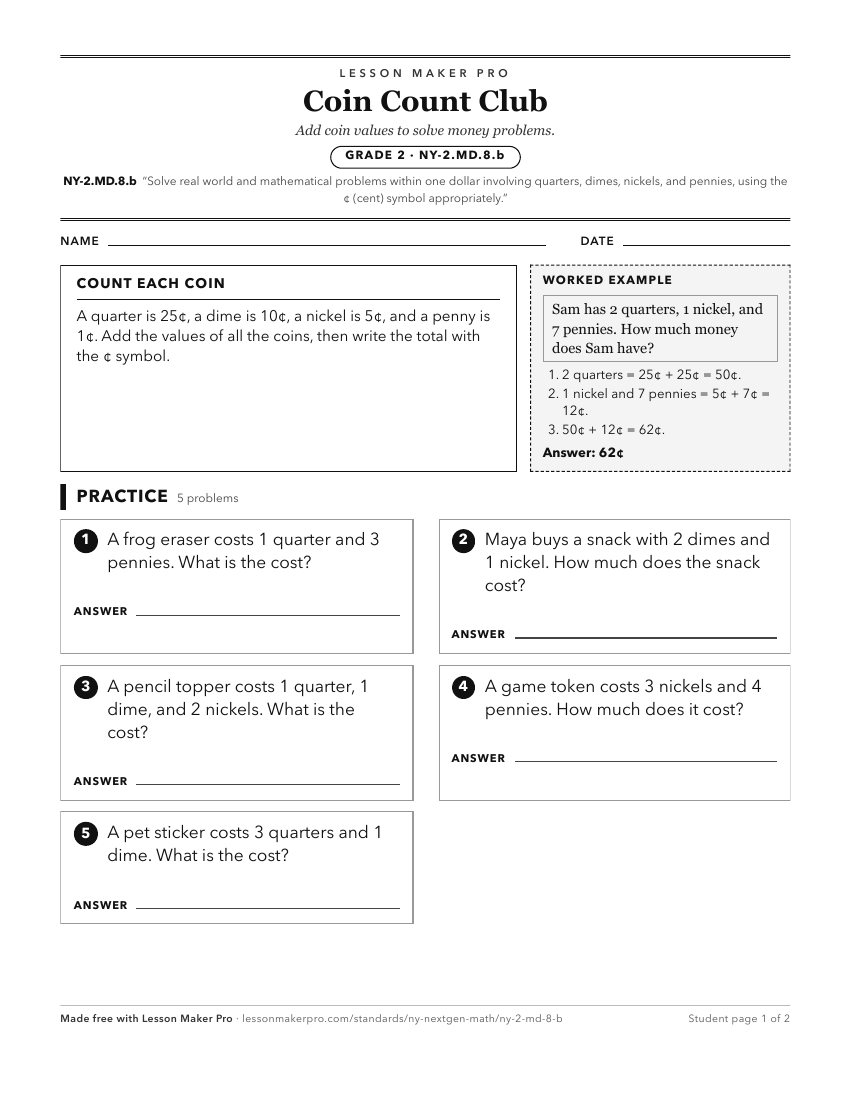 Preview of the NY-2.MD.8.b printable worksheet