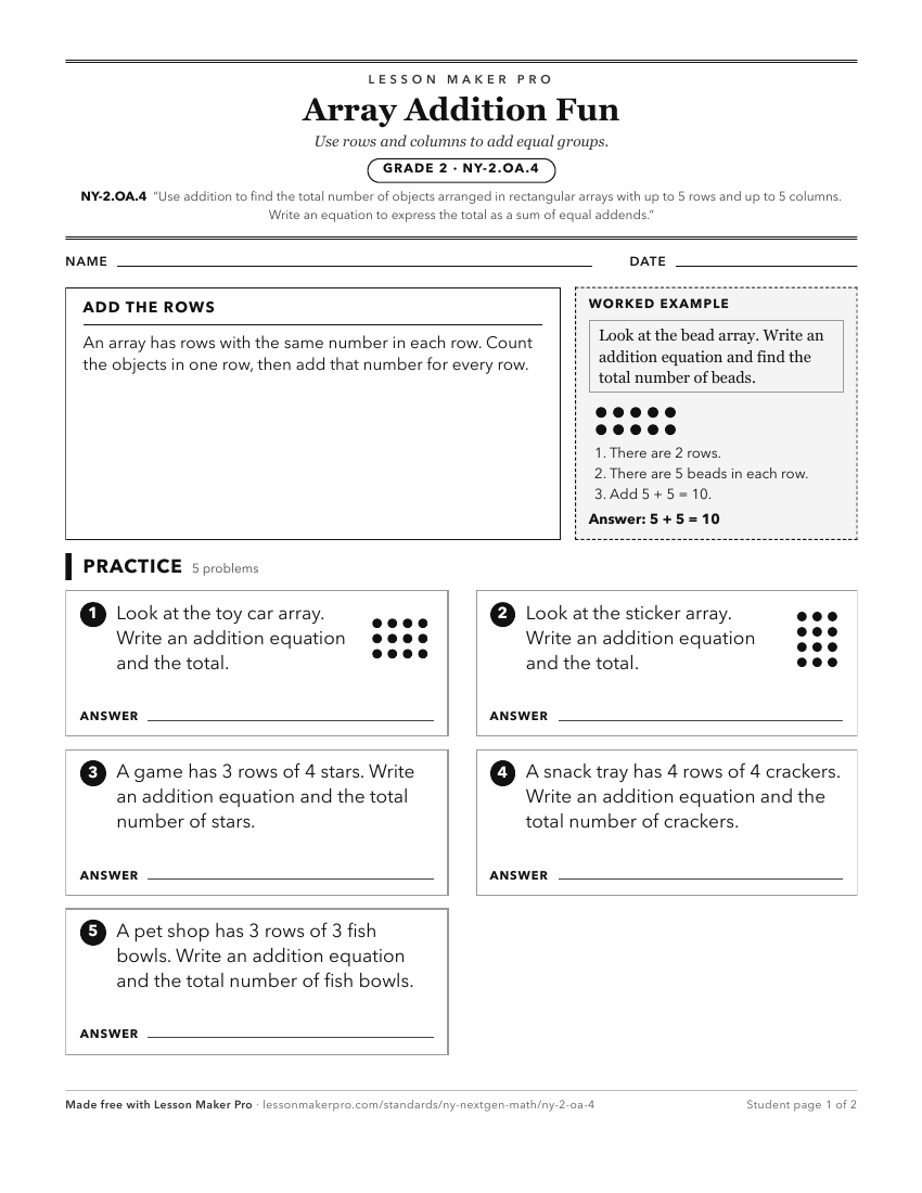 Preview of the NY-2.OA.4 printable worksheet
