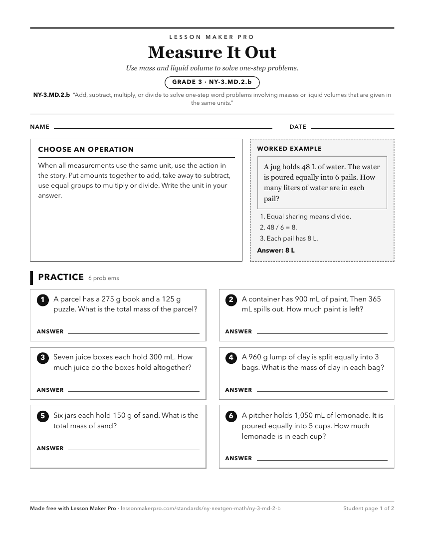 Preview of the NY-3.MD.2.b printable worksheet