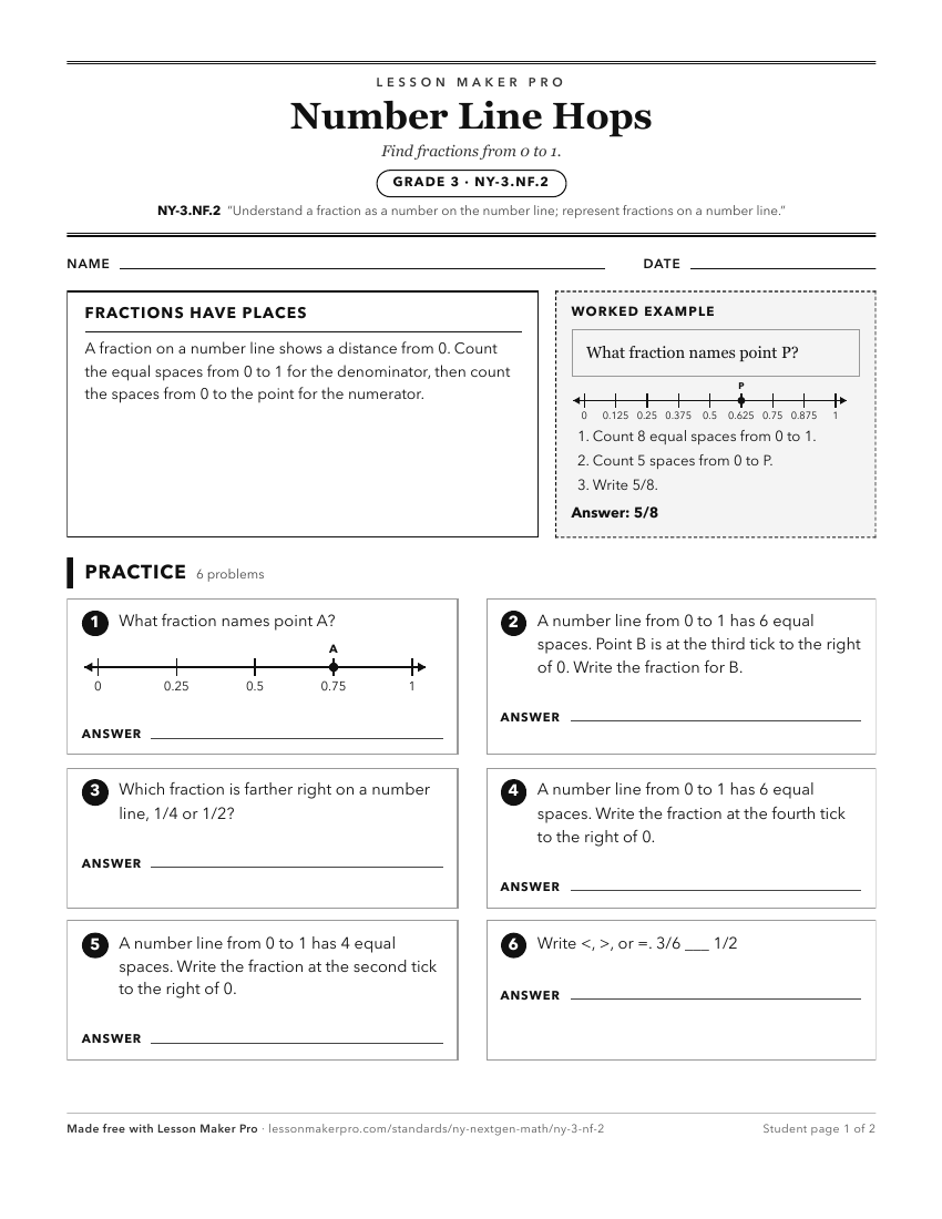 Preview of the NY-3.NF.2 printable worksheet