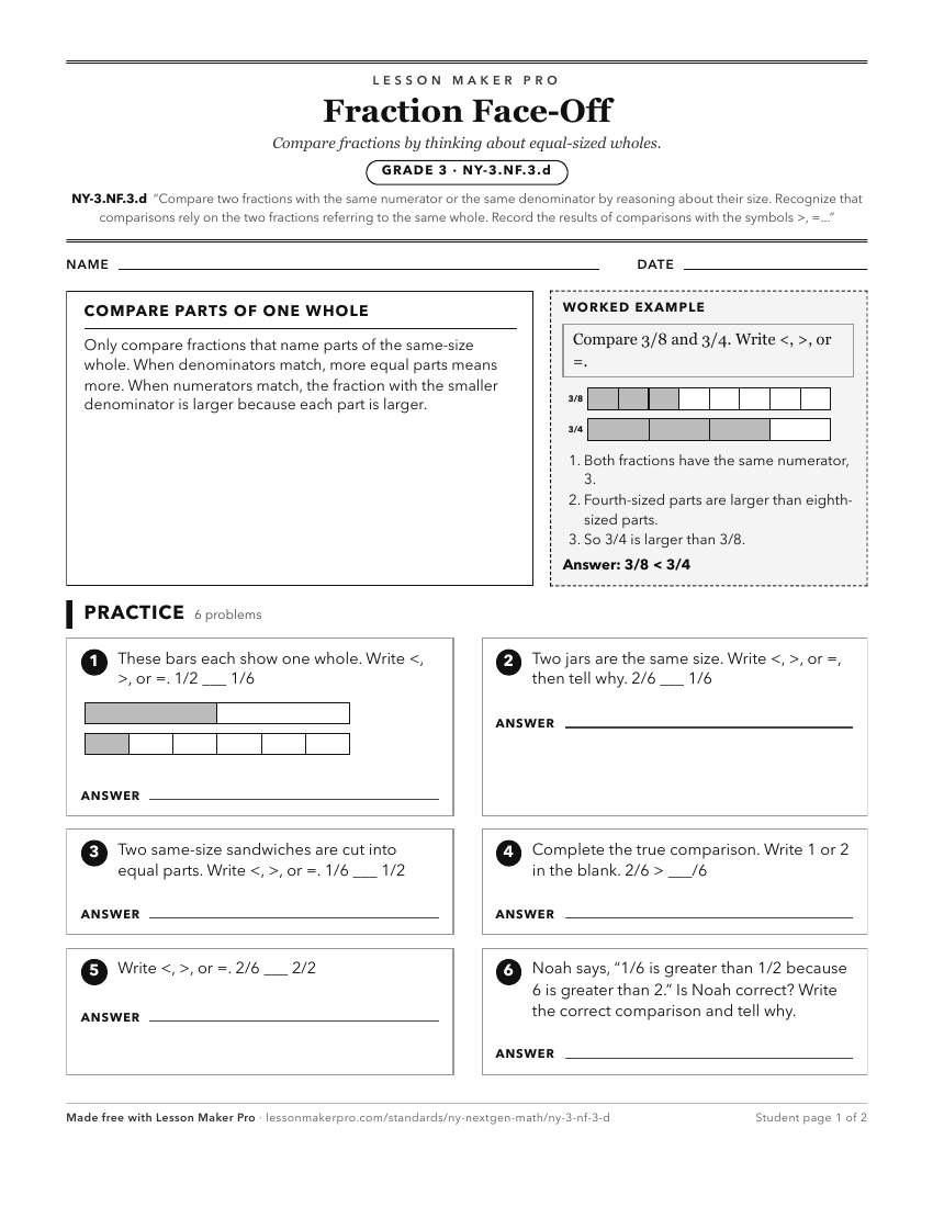 Preview of the NY-3.NF.3.d printable worksheet