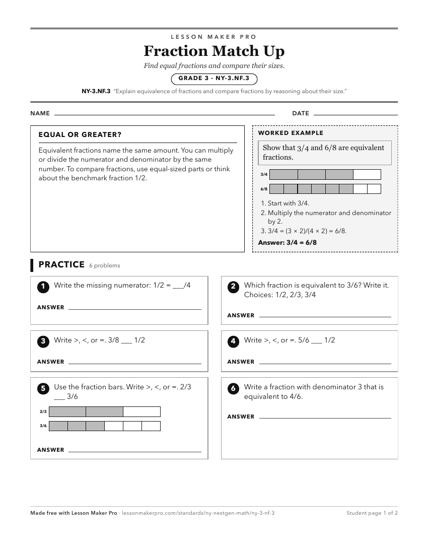Preview of the NY-3.NF.3 printable worksheet