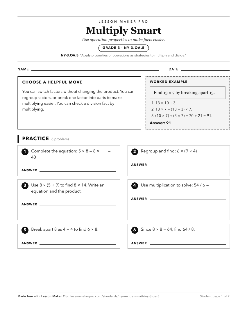 Preview of the NY-3.OA.5 printable worksheet