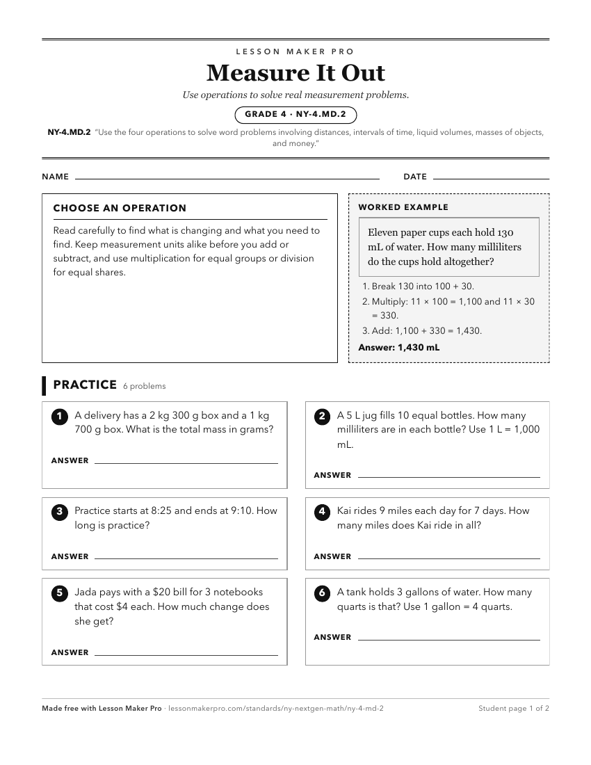 Preview of the NY-4.MD.2 printable worksheet