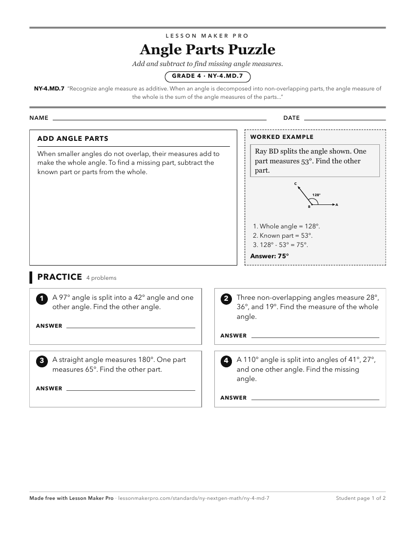 Preview of the NY-4.MD.7 printable worksheet
