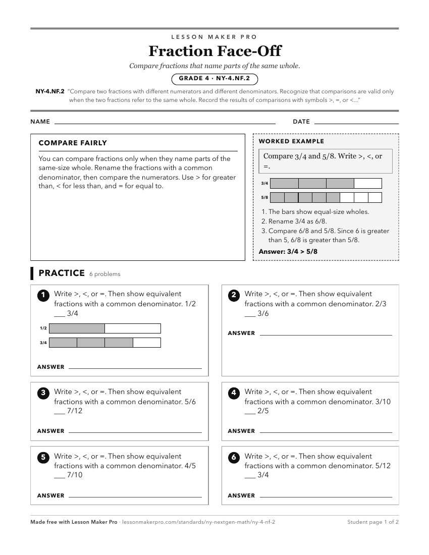 Preview of the NY-4.NF.2 printable worksheet