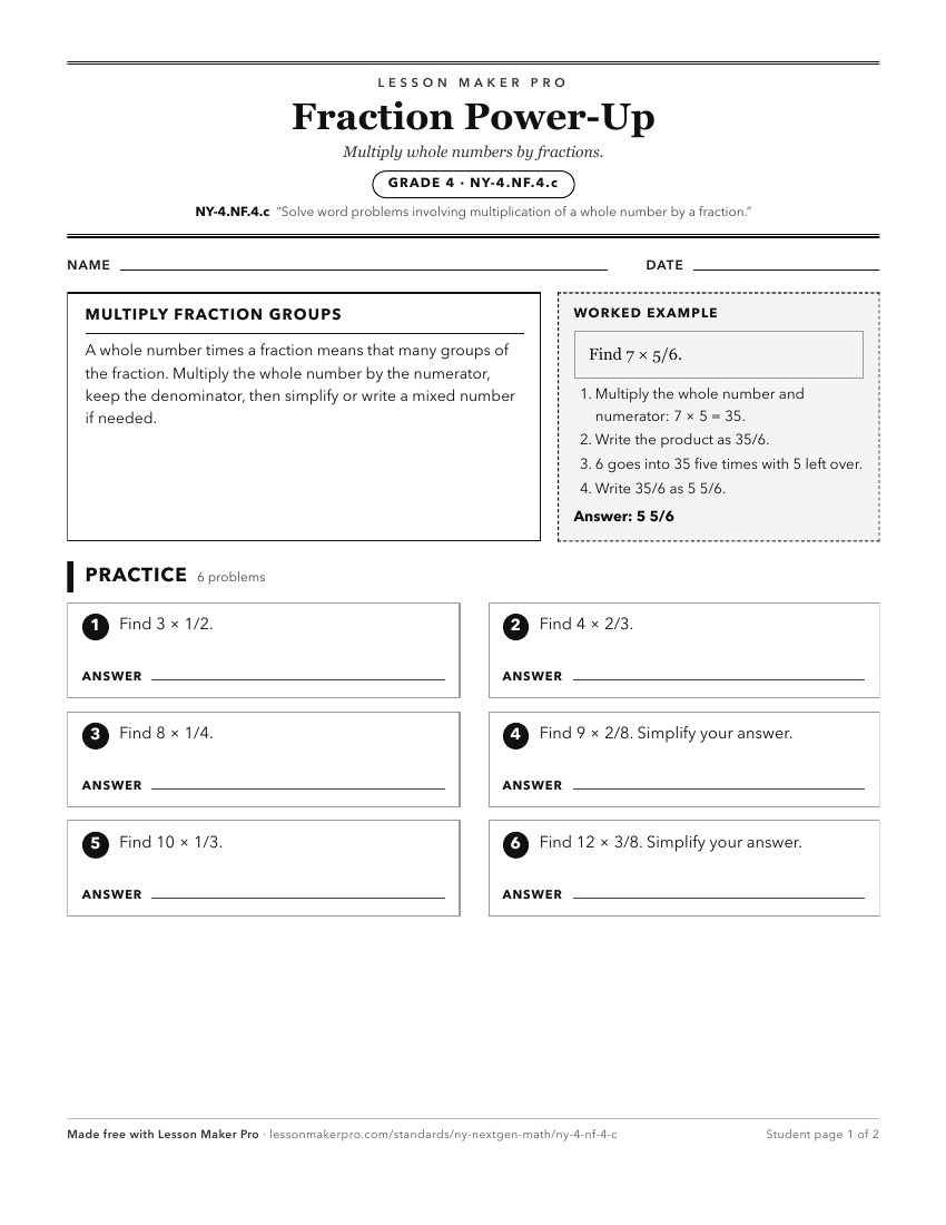 Preview of the NY-4.NF.4.c printable worksheet