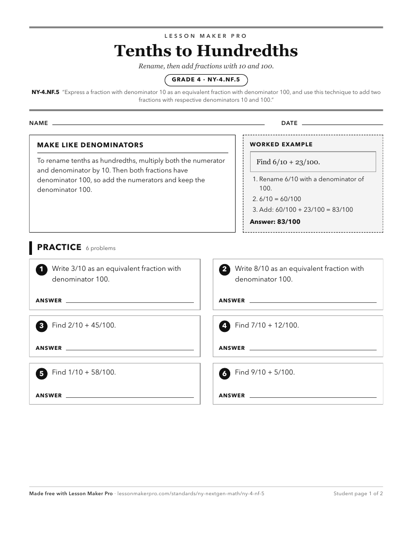 Preview of the NY-4.NF.5 printable worksheet