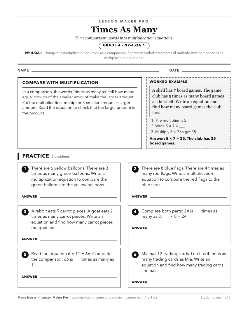 Preview of the NY-4.OA.1 printable worksheet