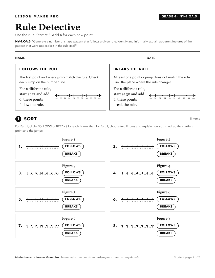 Preview of the NY-4.OA.5 printable worksheet