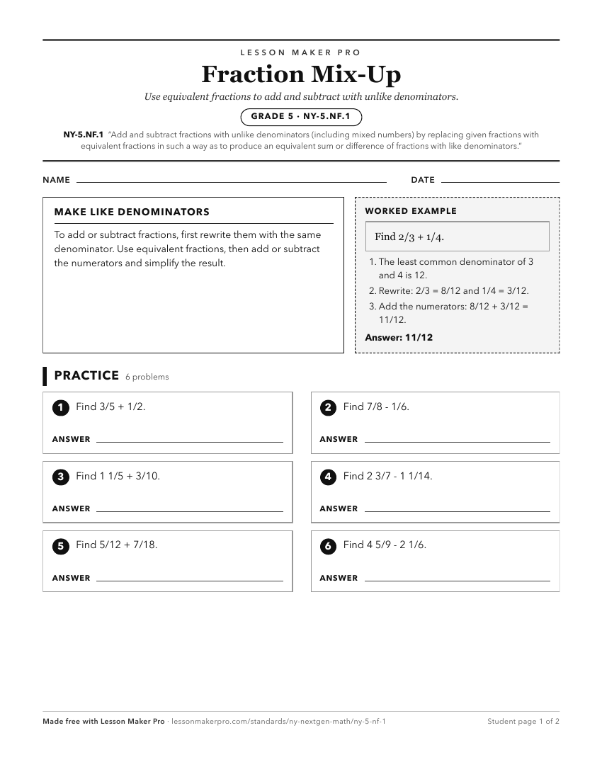 Preview of the NY-5.NF.1 printable worksheet