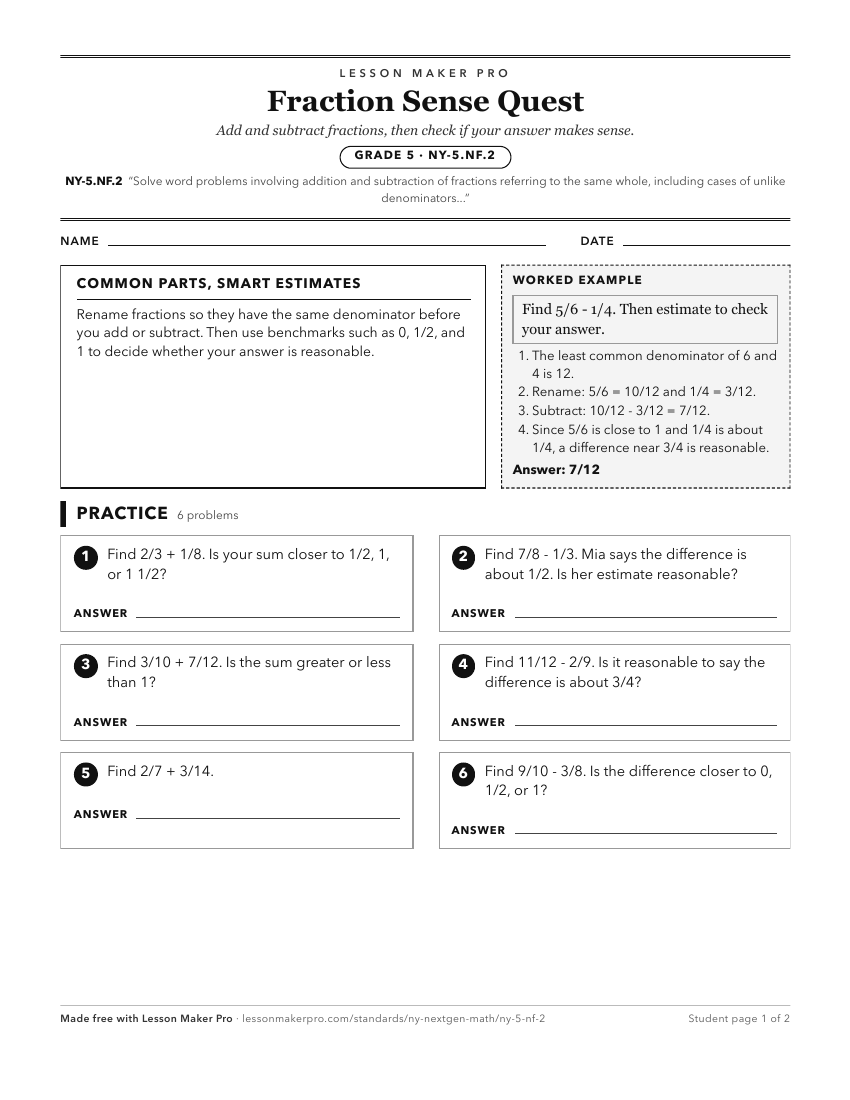 Preview of the NY-5.NF.2 printable worksheet