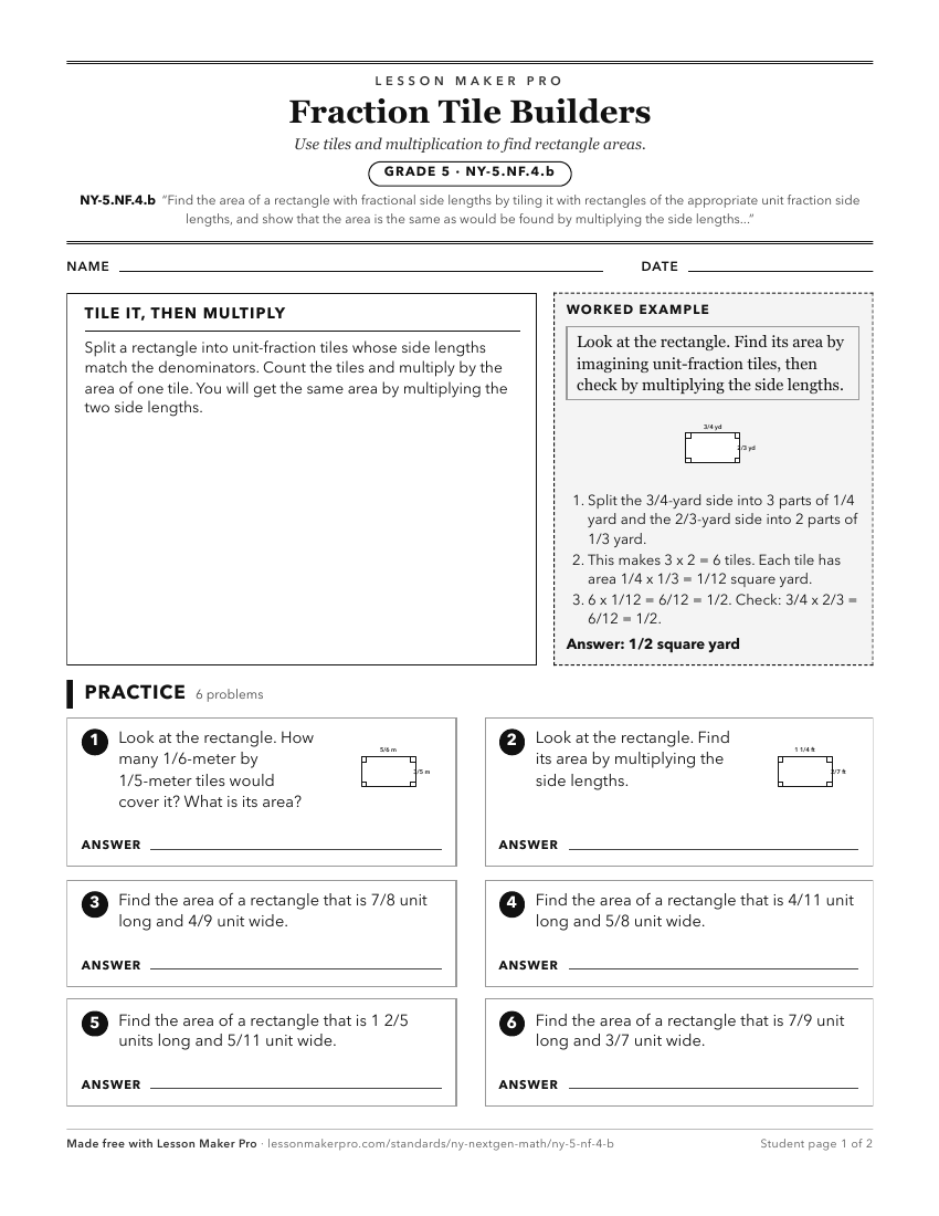 Preview of the NY-5.NF.4.b printable worksheet