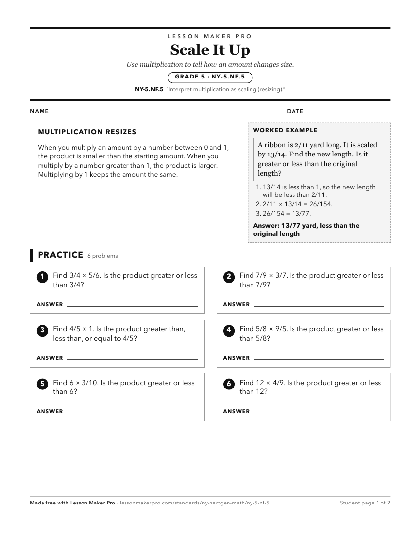 Preview of the NY-5.NF.5 printable worksheet