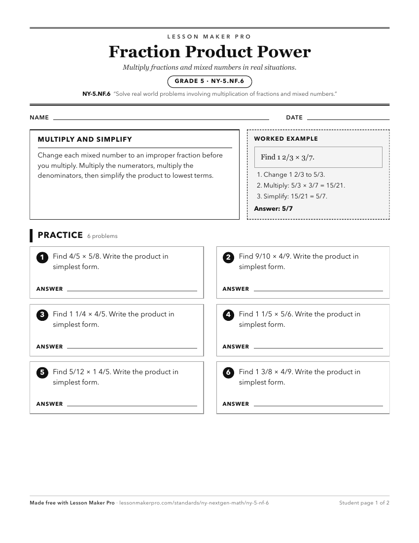 Preview of the NY-5.NF.6 printable worksheet