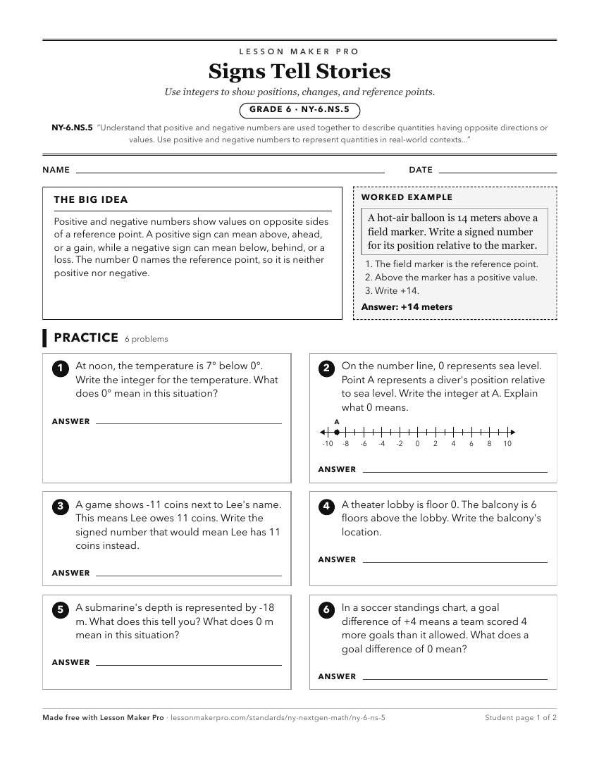Preview of the NY-6.NS.5 printable worksheet