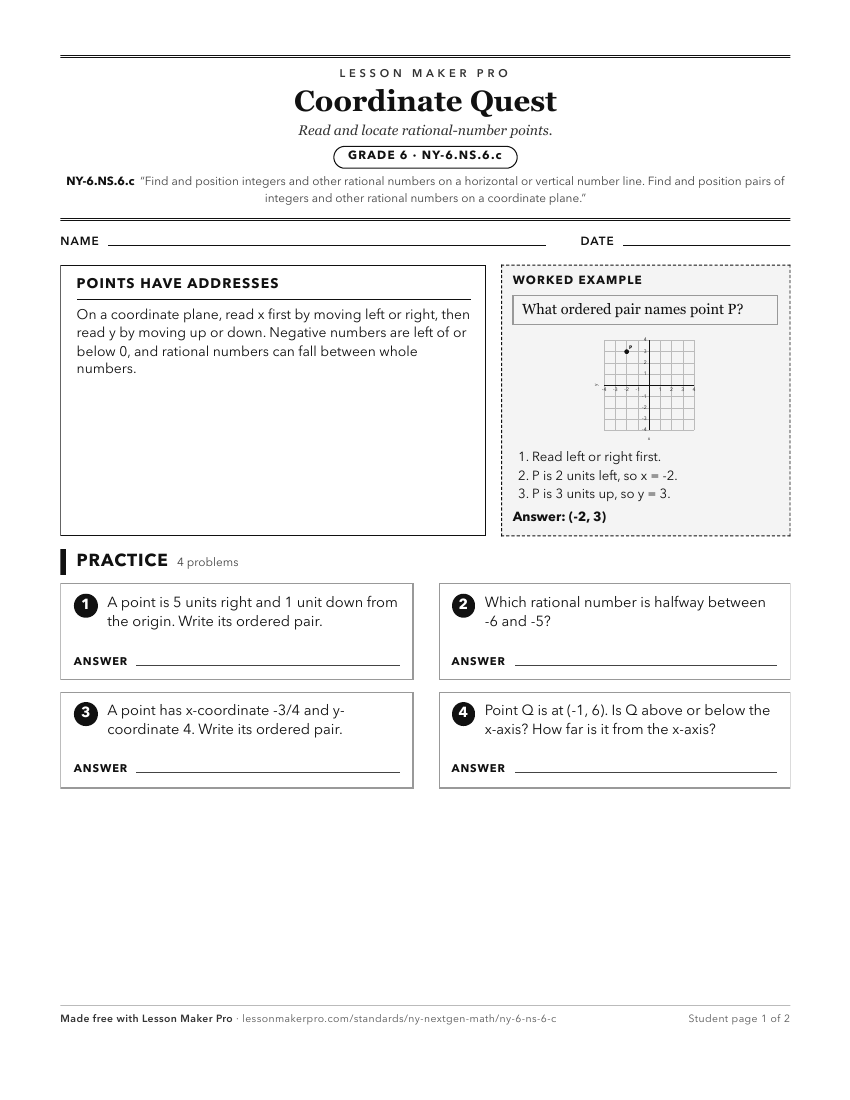 Preview of the NY-6.NS.6.c printable worksheet