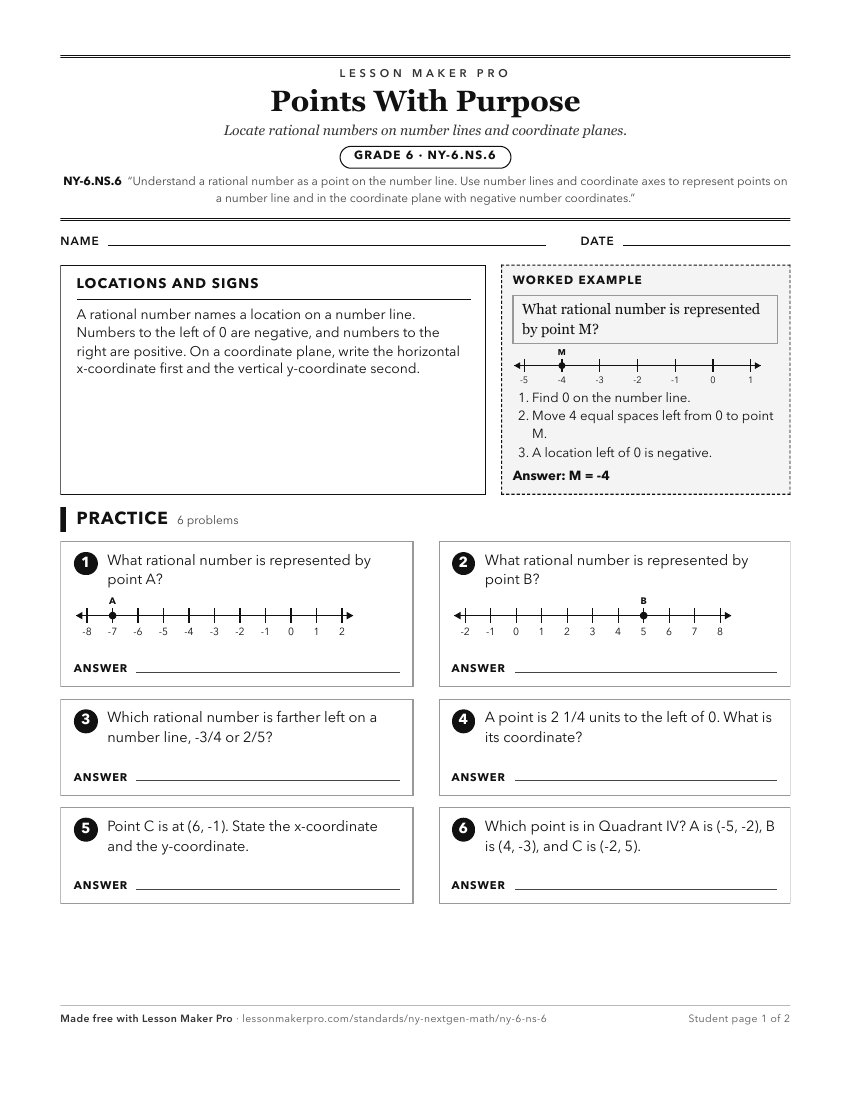 Preview of the NY-6.NS.6 printable worksheet