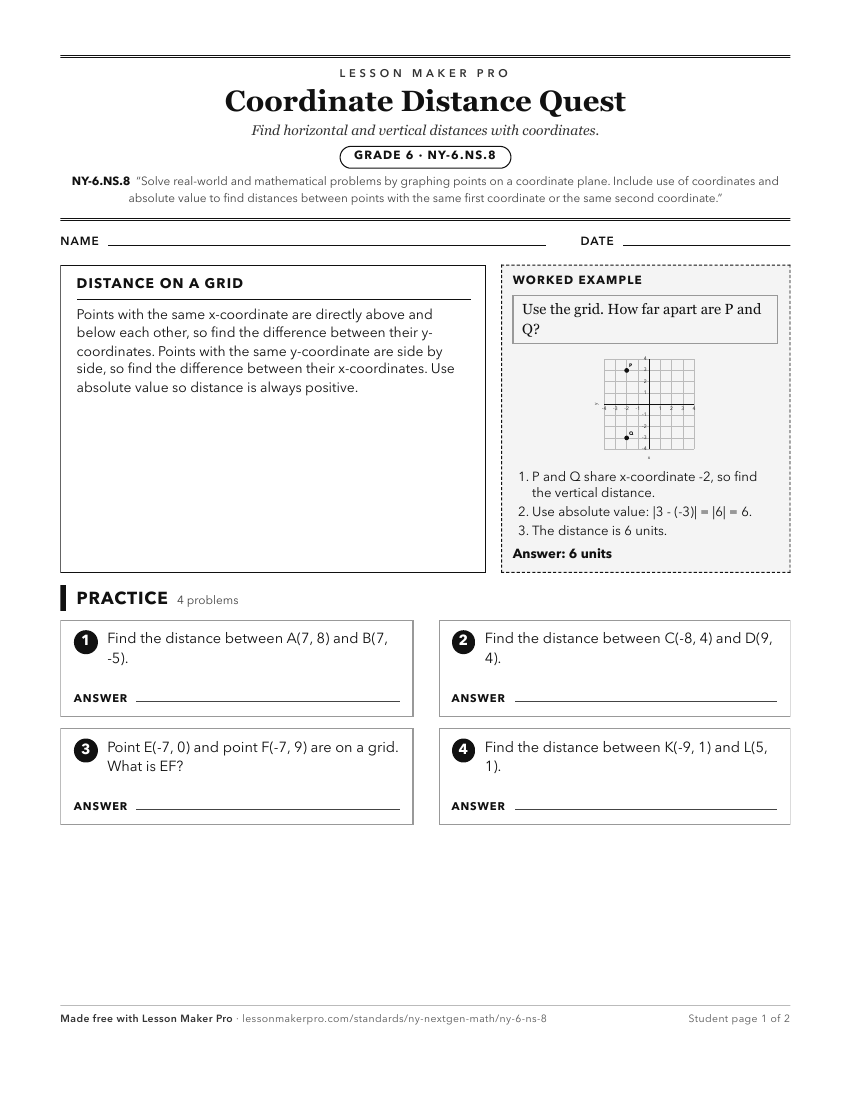 Preview of the NY-6.NS.8 printable worksheet
