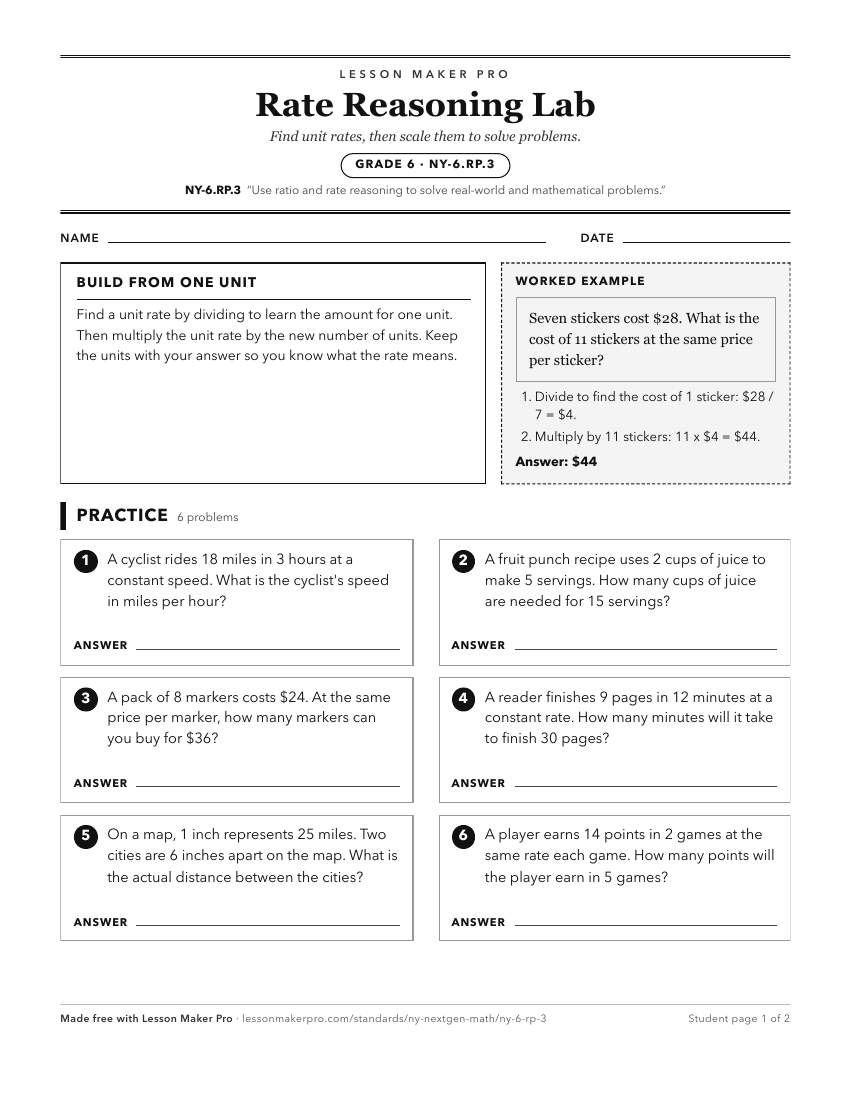 Preview of the NY-6.RP.3 printable worksheet