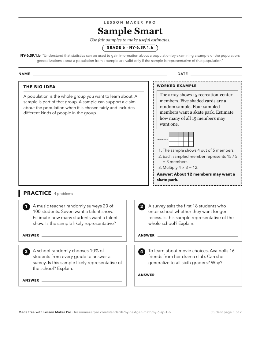 Preview of the NY-6.SP.1.b printable worksheet