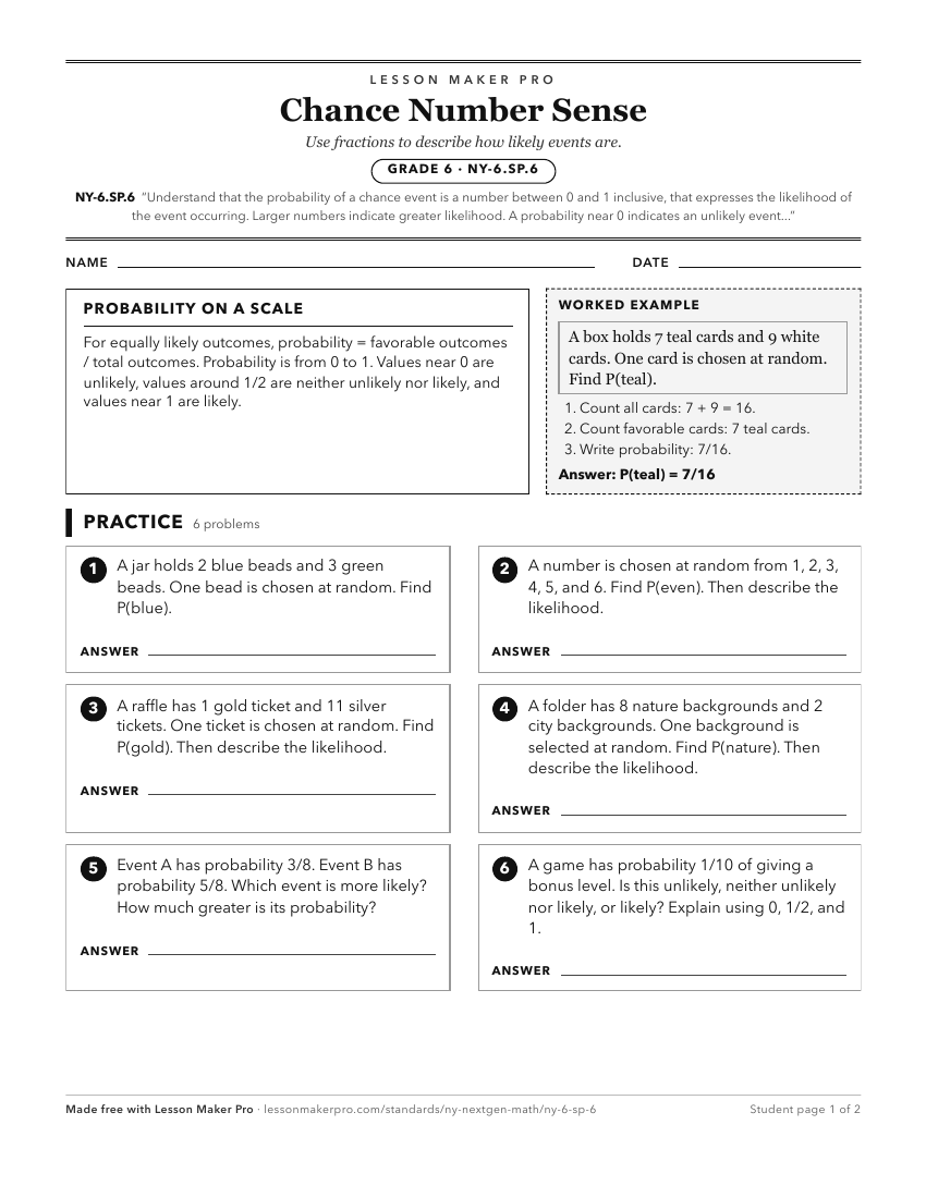 Preview of the NY-6.SP.6 printable worksheet