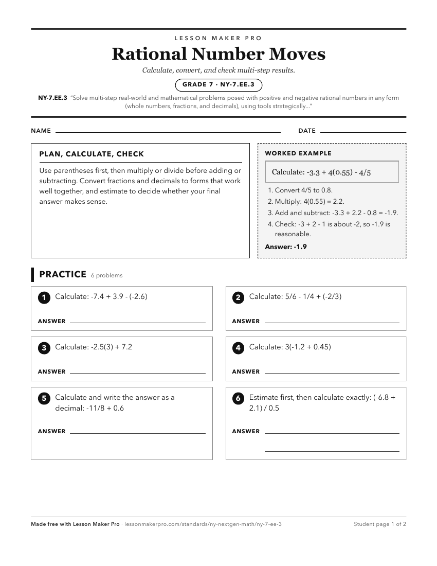 Preview of the NY-7.EE.3 printable worksheet