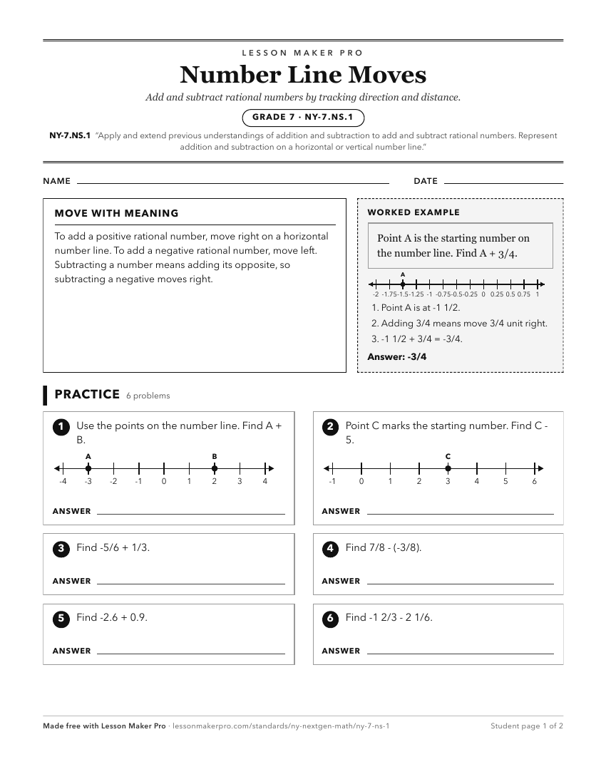 Preview of the NY-7.NS.1 printable worksheet