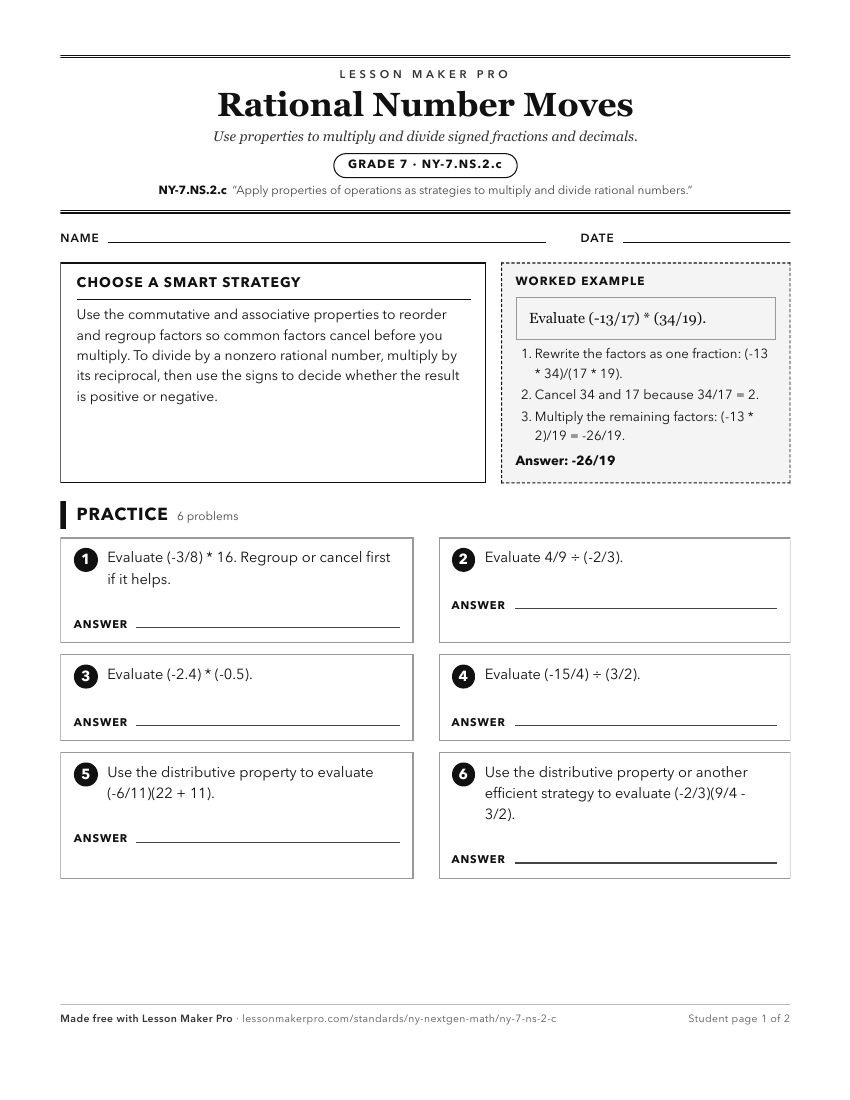 Preview of the NY-7.NS.2.c printable worksheet