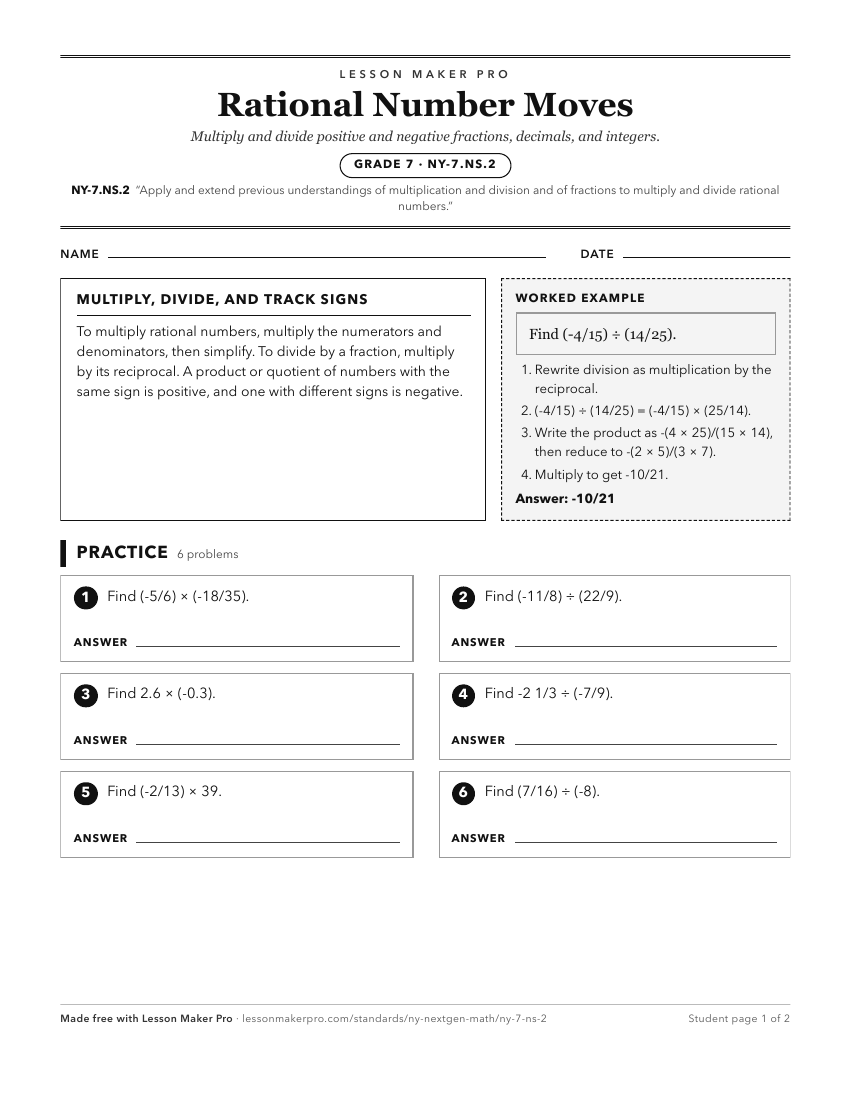 Preview of the NY-7.NS.2 printable worksheet