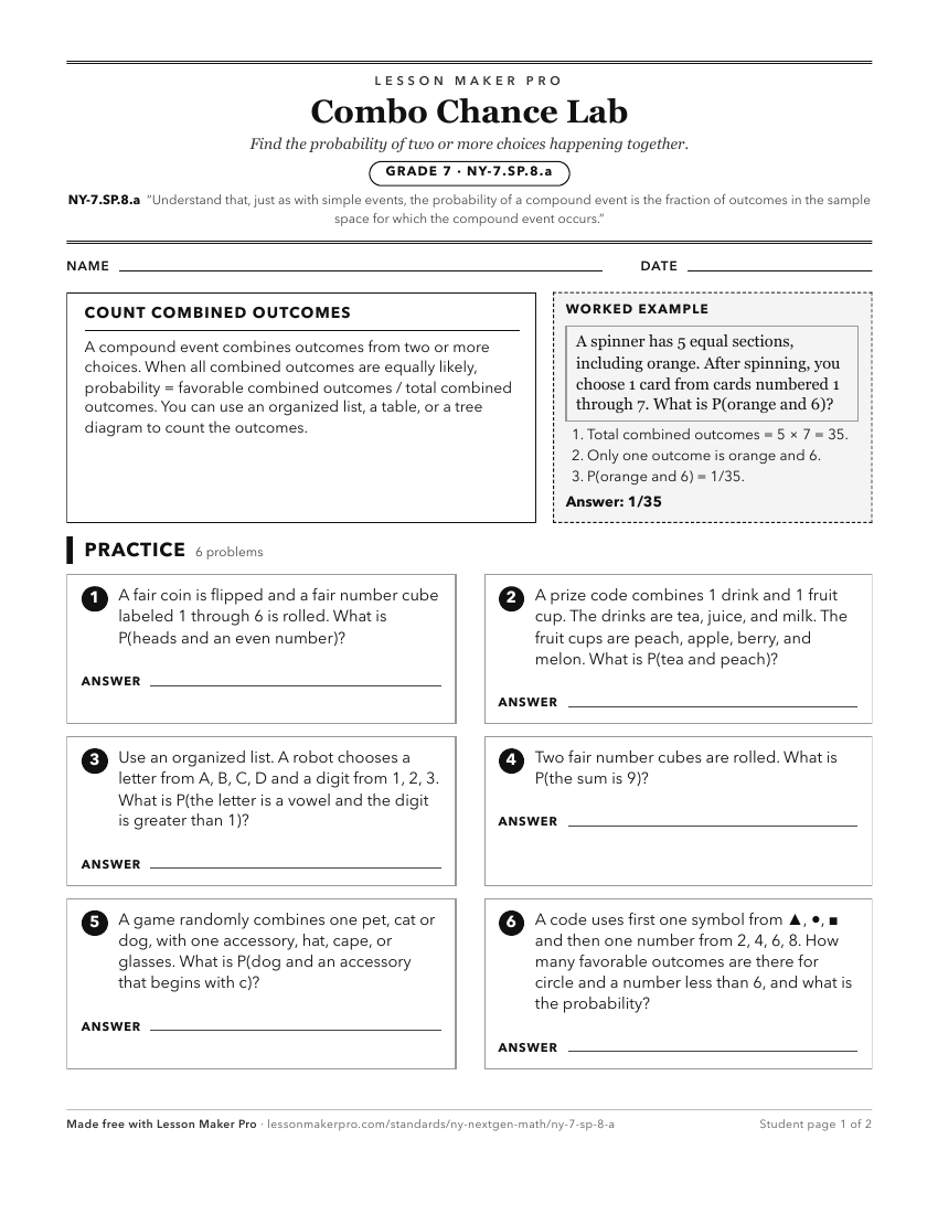 Preview of the NY-7.SP.8.a printable worksheet