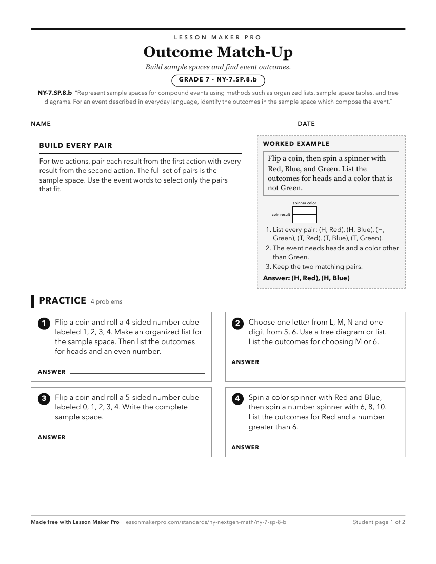 Preview of the NY-7.SP.8.b printable worksheet