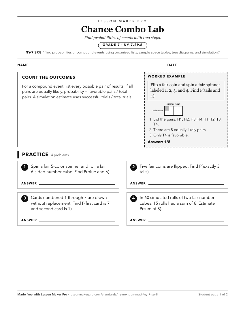 Preview of the NY-7.SP.8 printable worksheet