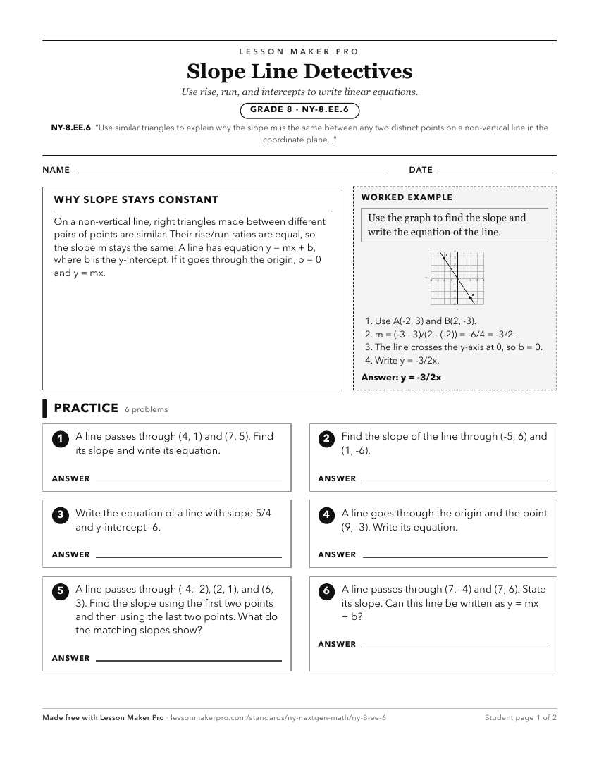 Preview of the NY-8.EE.6 printable worksheet